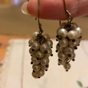 Pearl cluster drop earrings